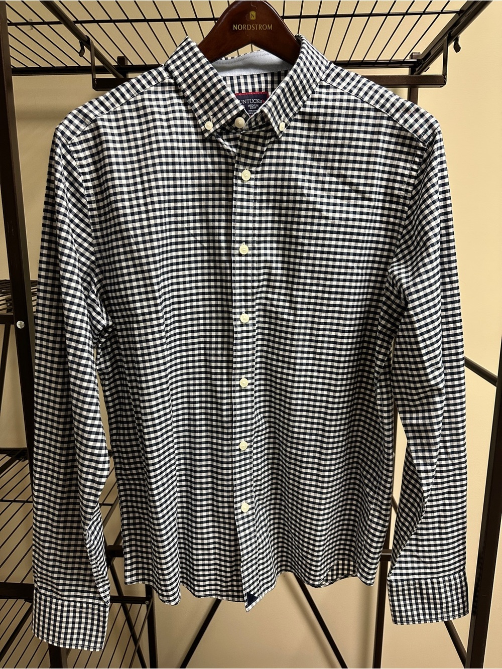 UNTUCKit Central Otago Navy/White Gingham Slim Fit Medium